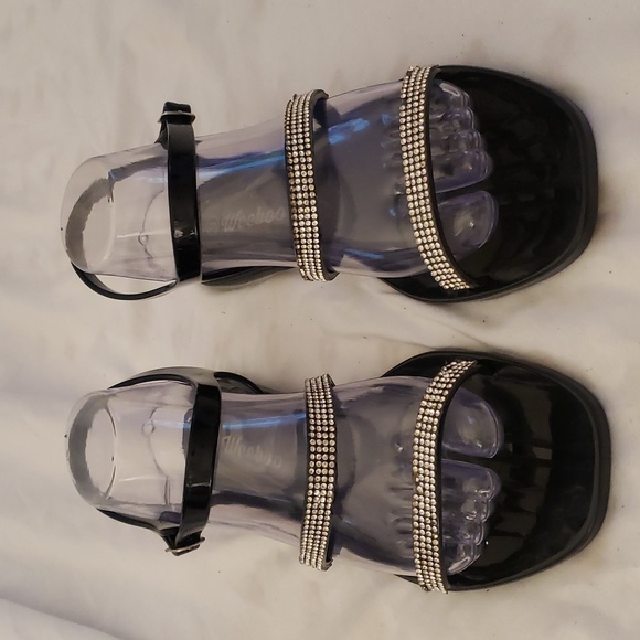 Shiny faux Latex glittery Sandals 9 - Picture 3 of 7